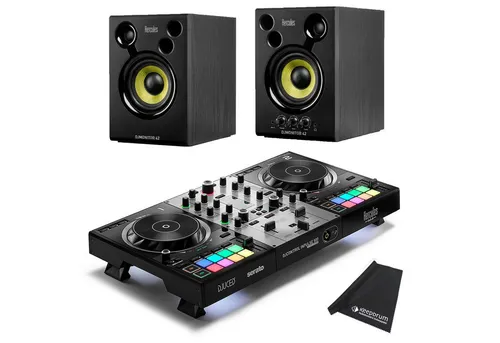 HERCULES DJ Controller Inpulse 500 Silver Edition - DJ Controller für fortgeschrittene DJs mit intuitiven Funktionen, 2 großen Jog-Wheels und 16 RGB-Pads. Inklusive Software und robuster Transporttasche für einfache Mobilität.