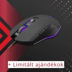 White Shark Cyrus Gamer Maus, schwarz, 3200 DPI, 4 Hintergrundfarben, gummierte Abdeckung - Schwarz