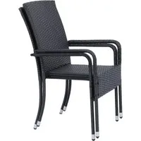 Juskys Gartenstuhl Yoro (2 St) - Stapelbar und Modern - Stühle, stapelbar und leicht, ideal für Garten und Terrasse, aus strapazierfähigem Polyrattan für eine lange Haltbarkeit.
