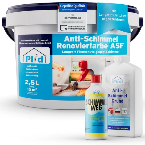 Renovierfarbe ASF 2,5l, Weiß - Schnelltrocknend und spritzarm - Farben für Innenräume: Die Renovierfarbe ASF ist schnelltrocknend, hochdeckend und ideal für ca. 15m². Perfekt für eine schnelle und geruchsarme Renovierung in jedem Zimmer.