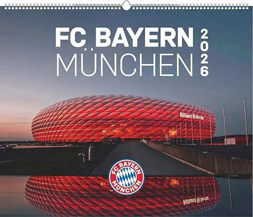 N Neumann - FC Bayern München 2026 Wandkalender 60x50 cm - Offizieller FC Bayern München Kalender mit 12 Monatsblättern und Spiralbindung. Ideal für jeden Fan, um die Monate stilvoll zu planen.