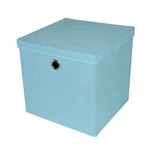 Stück Faltbox Hellblau 28 x 28 x 28 cm Aufbewahrungsbox faltbar mit Deckel 2