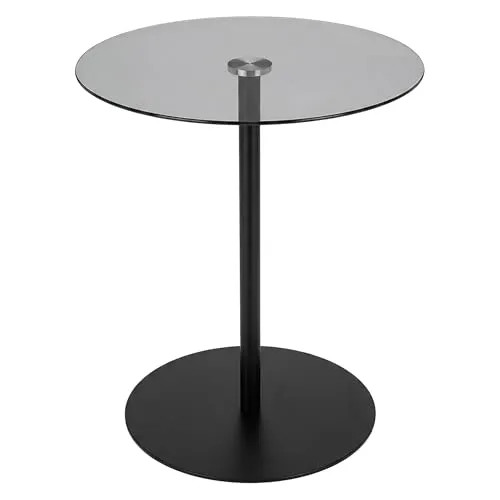 Spetebo Beistelltisch Metall rund mit Glasplatte 43 cm