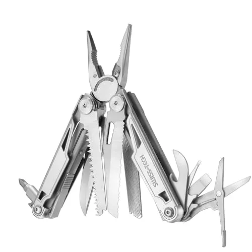 Swiss+Tech Multifunktionszange 16-in-1 - Multitools für Camping und Outdoor, mit 16 Funktionen inklusive Zange, Messer und Schraubendreher, aus robustem Edelstahl für hohe Langlebigkeit und Sicherheit.