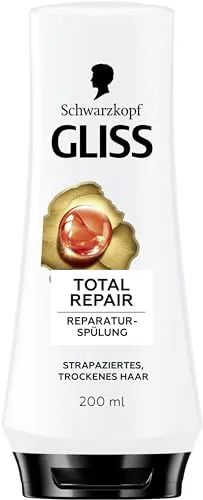 Gliss Spülung Total Repair (200 ml), Haarspülung repariert trockenes, strapaziertes Haar, Pflegespülung für bis zu 90% weniger Haarbruch
