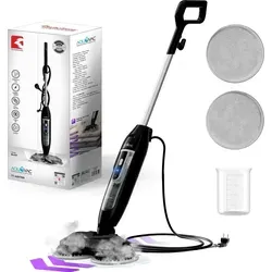 TurboTronic Dampfmopp Scheuermopp 1200W Dampfreiniger mit 2 rotierenden Power-Pads, 400ml Tank, 2 Dampfstufen, entfernt 99,9 % Bakterien, Bodenrein...