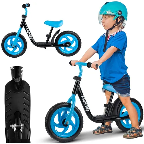 Laufrad für Kinder, EVA-Räder, 12 Zoll, Schwarz und Blau