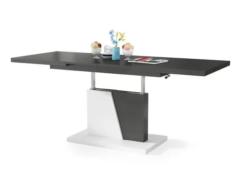 Mazzoni Grand Noir Ausziehbarer Couchtisch - Beistelltisch fürs Wohnzimmer, höhenverstellbar von 60 cm bis 76 cm und ausziehbar von 120 cm auf 180 cm - ideal für kleine Räume und vielseitig einsetzbar.