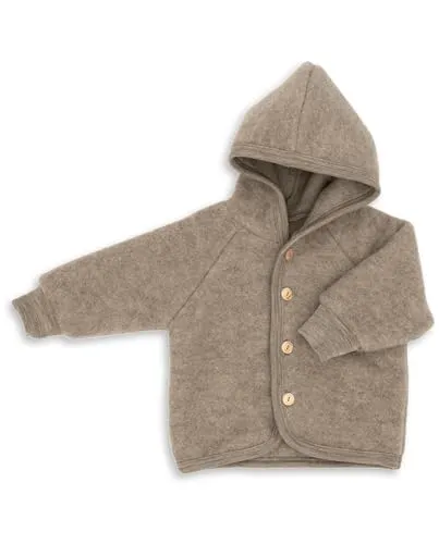 Engel Baby Jacke mit Kapuze aus Wollfleece (Walnuss Melange, 110-116) - Jacken & Mäntel für Baby-Jungen, kuscheliger Wollfleece für optimale Wärme und Komfort in der kalten Jahreszeit.