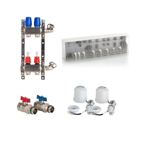 Heizkreisverteiler Komplettset BASIC für Fußbodenheizung 2 Heizkreise - Fußbodenheizungen, effiziente Verteilung der Wärme in 2 Heizkreisen für optimales Raumklima und einfache Installation.