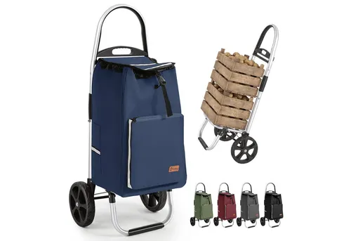 Sekey 2-in-1 Klappbarer Einkaufstrolley mit Kühlfach - 50 Liter - Praktischer Einkaufstrolley für den Alltag mit isoliertem Kühlfach und großen Rädern für einfaches Handling. Ideal für Familien und Senioren, um schwere Einkäufe bequem zu transportieren. Leicht und platzsparend zusammenklappbar.