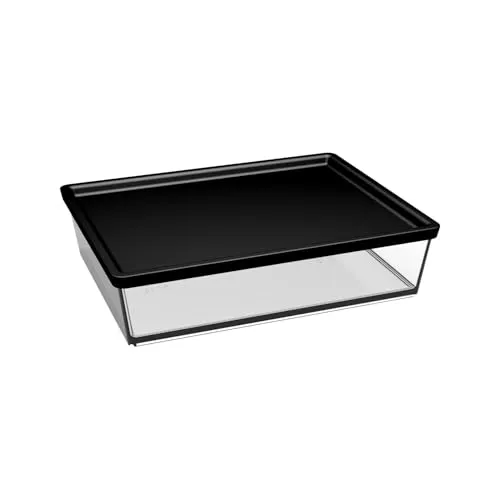 Ornamin S1262 Boxy Bernd Food 2GO-Box | 1250ml Lunchbox mit schwarzem Deckel | Stapelbare Vorratsdose für Catering & Kantine | Made in Germany | Transparent/Schwarz (glasklar)