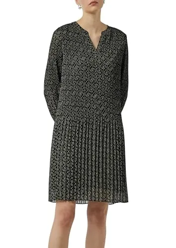 comma Plissiertes Chiffon-Kleid mit V-Ausschnitt schwarz 34 - Freizeitkleid für Damen, mit eleganter Plisseefalte und V-Ausschnitt, ideal für festliche Anlässe oder besondere Events.