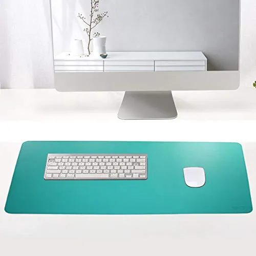 ESCOCO Multifunktionales Office Schreibtischunterlage, 80 * 40 cm PU-Leder Schreibtischunterlage mauspad,wasserdichte Ultradünnes Mousepad Zweiseitig Nutzbar, Ideal für Büro und Zuhause (Blau)