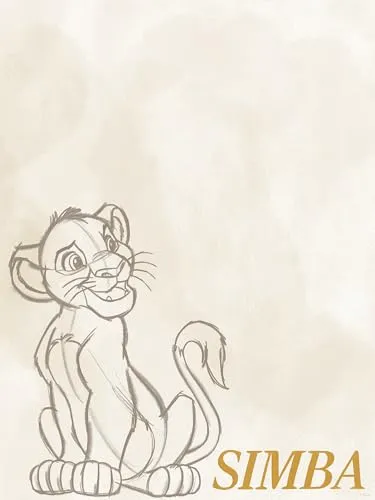 Komar Wandbild- Disney The Lion King Simba Sketch - Größe 30 x 40 cm - Poster, Kinderzimmer, Dekoration - gerollt ohne Rahmen, Beige