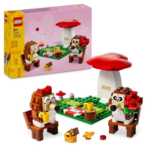 LEGO Igel und Ihr Picknick-Date, Tier-Spielset mit Pilzmodell, Bauset mit Naturkulisse für Kinder, Geschenkidee für Jungen und Mädchen ab 8 Jahren, die gern fantasievoll Spielen, Tierspielzeug 40711
