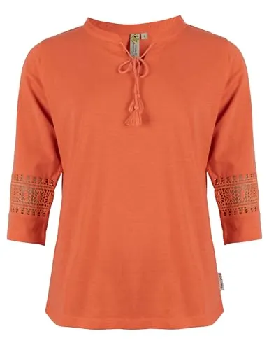 ROADSIGN australia Damen Bluse mit Spitze, lockere Passform, aus Baumwolle, angenehm weich rot, L
