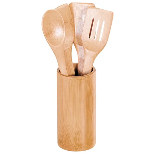 5-teiliges Küchenhelfer-Set - Bambus - inklusive Ständer