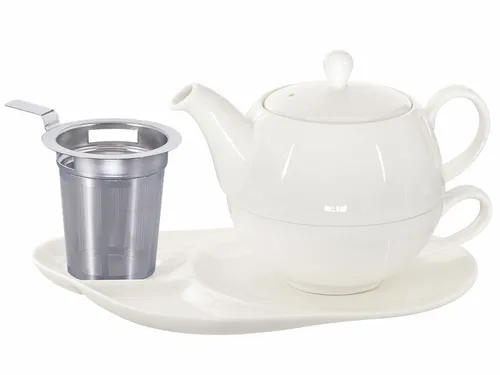 Buchensee Tea for one / Teeset Lena, Teekanne 500ml mit Sieb, Crystal Bone China