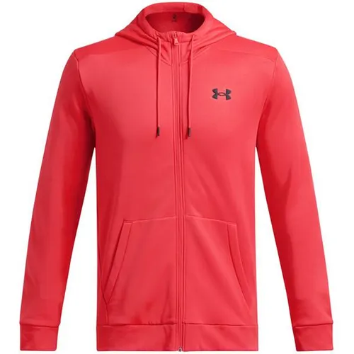 Under Armour® Hoodie UA ARMOUR FLEECE FZ HOODIE RACER RED - Herren-Sweatjacke aus 100% Polyester, leicht und warm, ideal für Sport und Freizeit. Größe S (44/46) in auffälligem RACER RED.