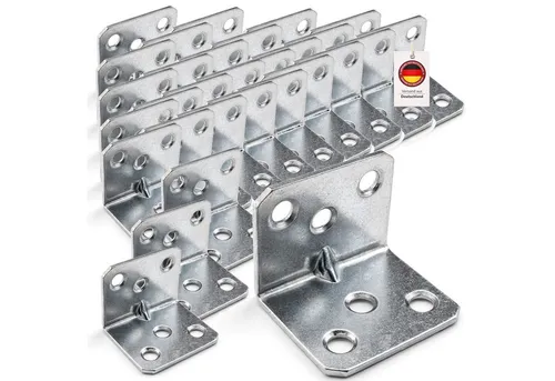 HOOZ Winkelverbinder Balkenverbinder Set 30 mm verzinkter Stahl für Innen & Außen 30 Stück, LxB: 36x30 mm, verzinkt, (L-Winkel für Holz, 30-St., Lochwinkel), Stabile Eck Montagewinkel aus verzinktem Stahl