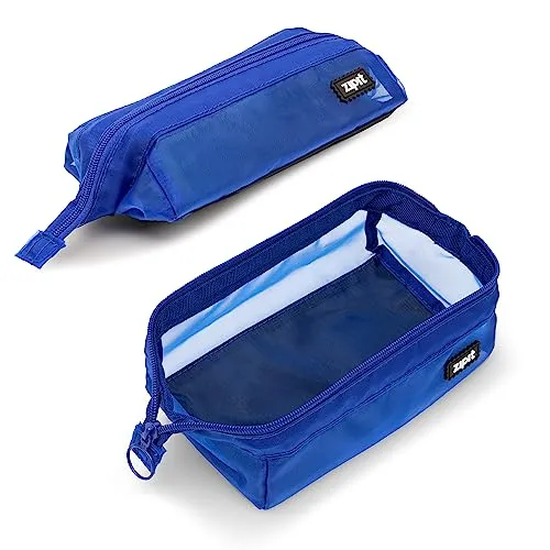 ZIPIT Mesh Federmäppchen, Großes Mäppchen für Schule und Büro, Etui mit breiter Öffnung, Federmappe Blau