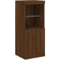 vidaXL Sideboard mit LED-Leuchten in Braun Eichen-Optik, 41x37x100 cm - Moderne Kommode mit RGB-LED-Beleuchtung, ideal für stilvolle Akzente und viel Stauraum für Deko, Bücher und mehr.