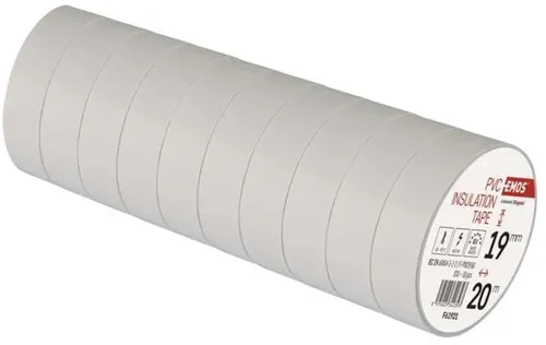 EMOS F61921 Isolierband, Breite 19mm, Länge 20m, PVC, weiß (2001192010)