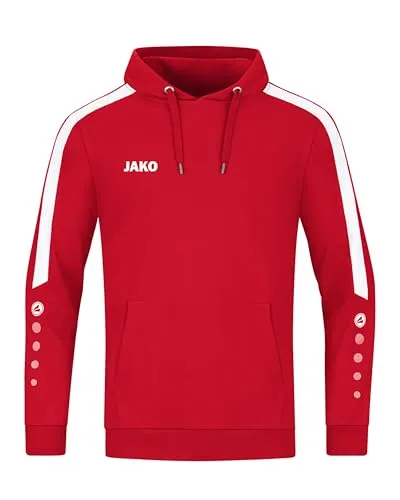 JAKO Power Hoody Kids rotweiss, 128 Kinder - Badmintonbekleidung für Mädchen mit Kapuze, ideal für Training und Freizeit, bietet hohen Tragekomfort und stylisches Design.