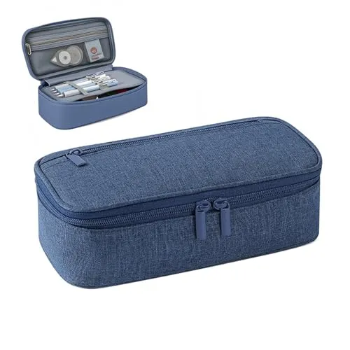 Gicctyble Federmäppchen Mäppchen 5 Fach, Große Federtasche, Einfaches Design Strapazierfähige Federmappe für Mädchen und Jungen, Pencil Case für Teenager und Erwachsene (Blau)