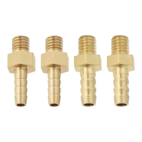 LT Easiyl 4 Stück Messing-Schlauchverbinder mit Widerhaken Metrisch M5 X 0,8–3 Mm Und M5 X 0,8–4 Mm für Teich-/Poolschlauchadapter Schlauchverbinder mit Außengewinde Rohrverschraubung Gold