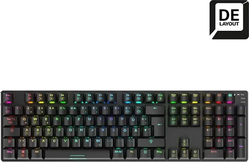 Sharkoon SKILLER SGK36W Dual-Mode Gaming-Tastatur, Huano Red - Tastaturen, vielseitig einsetzbar mit Dual-Mode-Funktion für kabelgebundenes und kabelloses Gaming.