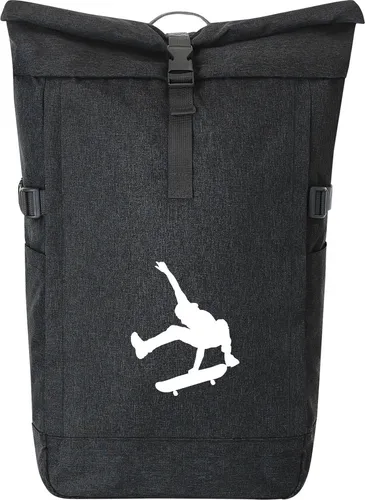 Huuraa Kurierrucksack Skateboarden Silhouette 30-44 Liter Black Melange