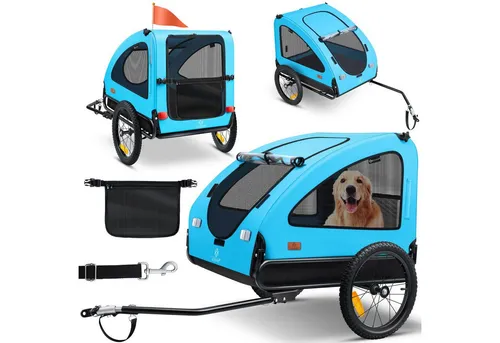KESSER Fahrradhundeanhänger 2-in-1 - Hundebuggy für große Hunde - Fahrradanhänger für Hunde, ideal für kleine bis mittelgroße Hunde bis 40 kg. Mit viel Bewegungsfreiheit, leicht zu reinigen und schnell zusammenklappbar. Perfekt für Ausflüge und Einkäufe!