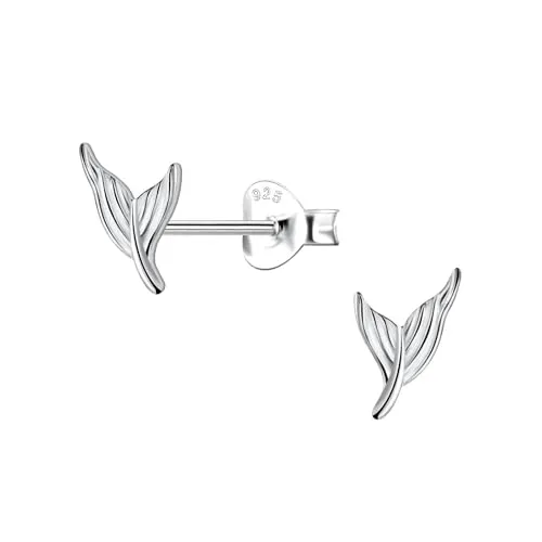 Monkimau - Meerjungfrauenschwanz Ohrringe, Ohrstecker, Ohrschmuck - aus 925 Sterling Silber - für Damen und Mädchen - handgefertigt, hypoallergen und kleine Geschenkidee