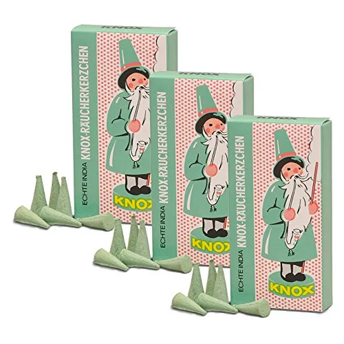 OLShop AG 3er Pack Knox Räucherkerzen Tannenduft Ostalgie Design 3 x 24 Stück, Weihnachtskerze, Räucherkegel, Räucherpyramide
