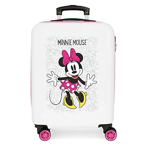 Disney Minnie Enjoy the Day Kabinenkoffer Weiß 40x55x20 cms Hartschalen ABS Kombinationsschloss 34L 2,8Kgs 4 Doppelräder Handgepäck, Rosa