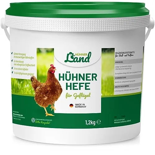 HÜHNER Land Hühnerhefe, Bierhefe für Geflügel 1,2kg - Tränken & Tränkanlagen für Geflügel - Premium Hühnerhefe mit natürlichen B-Vitaminen und wichtigen Aminosäuren für ein gesundes und schönes Gefieder.