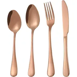 Besteckset aus Edelstahl, 4-teilig - Roségold