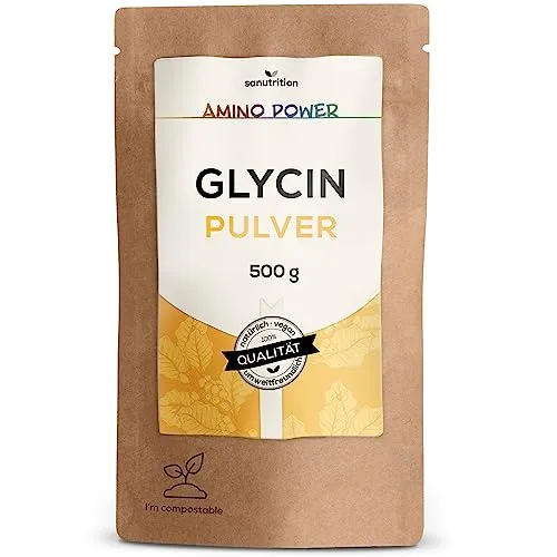 Glycin Pulver | 500 g Beutel | 100% reine Aminosäure | hochwertige kollagene, eiweiß-bildende Aminosäure | vegan | laborgeprüft | Qualität aus Österreich