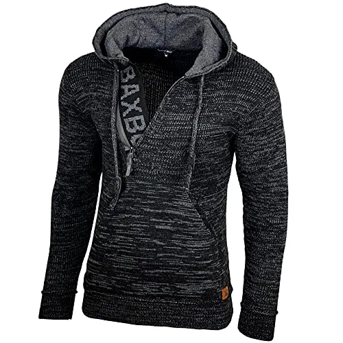 Baxboy Strickpullover Herren Winter Kapuzenpullover Kapuzenjacke mit Reißverschluss 277