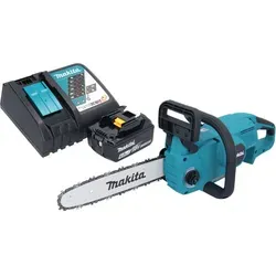 Makita DUC 307 RG1X2 Akku Kettensäge 18 V 30 cm mit Akku und Ladegerät - Akku Kettensäge für kabellosen Einsatz, 18 V und 30 cm Schwertlänge, ideal für präzise Schnitte im Garten oder für die Holzernte.