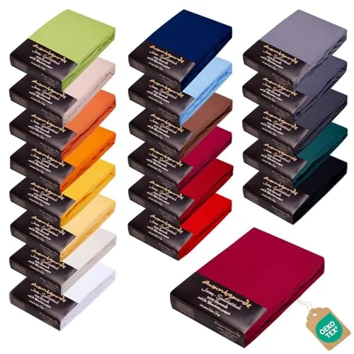 Avantgarde Premium Spannbetttuch 90x200-100x220 - hoher 40cm Steg auch f. Boxspringbett & Wasserbett - Spannbettlaken ca.170g/m² - Bettlaken - 100% Jersey Baumwolle Oeko-TEX (09 Brombeer)