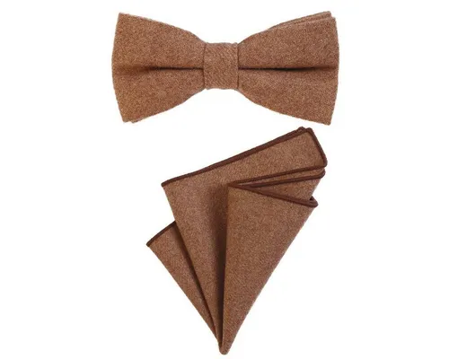 DonDon Fliege Schleife und Einstecktuch aus Baumwolle (Packung, 2-St) bereits gebunden, Tweed-Look, 2er Set