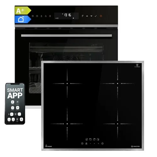 Autarkes Herdset: 60cm Einbaubackofen EB8319PHC + 59cm Induktionskochfeld IH85900ED - Herdsets mit Pizzafunktion und Grill, inklusive WiFi App-Steuerung für einfache Bedienung und vielfältige Kochmöglichkeiten.
