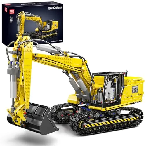 Mould King Technik Bagger, APP Ferngesteuert Motorisierter Raupenbagger Modell, High-Tech Motorisierter LKW-Modell Klemmbausteine Bauset für Jungen und Mädchen ab 14 Jahren