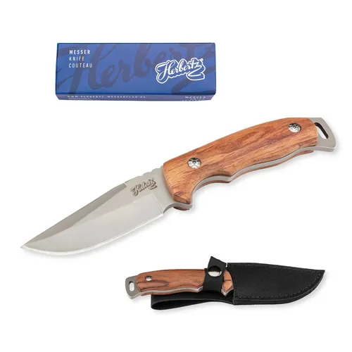 HERBERTZ Gürtelmesser + Nylonscheide - Griffschalen: Olivenholz - NEU - 55012