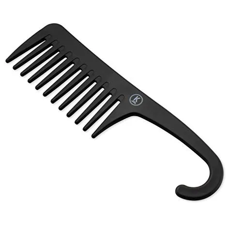 K-Pro Grobzinkiger Breitzahnkamm für Locken – Stylingkamm mit Hakengriff zum Aufhängen, antistatisch & ergonomisch, ideal für nasses, krauses, dickes oder glattes Haar – unisex für Damen & Herren