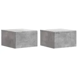 vidaXL Wandmontierter Nachttisch 2er Set Betongrau 33 x 34,5 x 20 cm