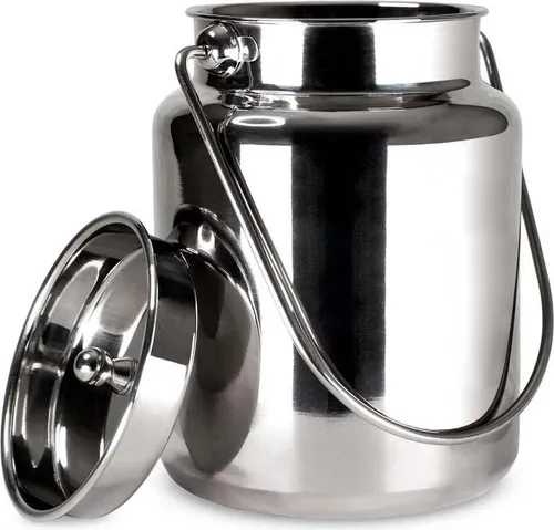 Milchkanne PREMIUM 1,5 Liter aus Edelstahl - Hochwertige Edelstahl-Milchkanne mit 1,5 Liter Fassungsvermögen, ideal für den Transport frischer Rohmilch. Mit Steckdeckel und Tragebügel für einfachen Gebrauch.